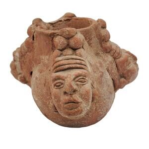 Small Clay Perpetual Faces Vase Pot Multi Heads Anthropomorphic Ceramic Vintage